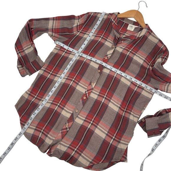 White Crow rust burnt orange plaid button up size medium - Picture 4 of 6